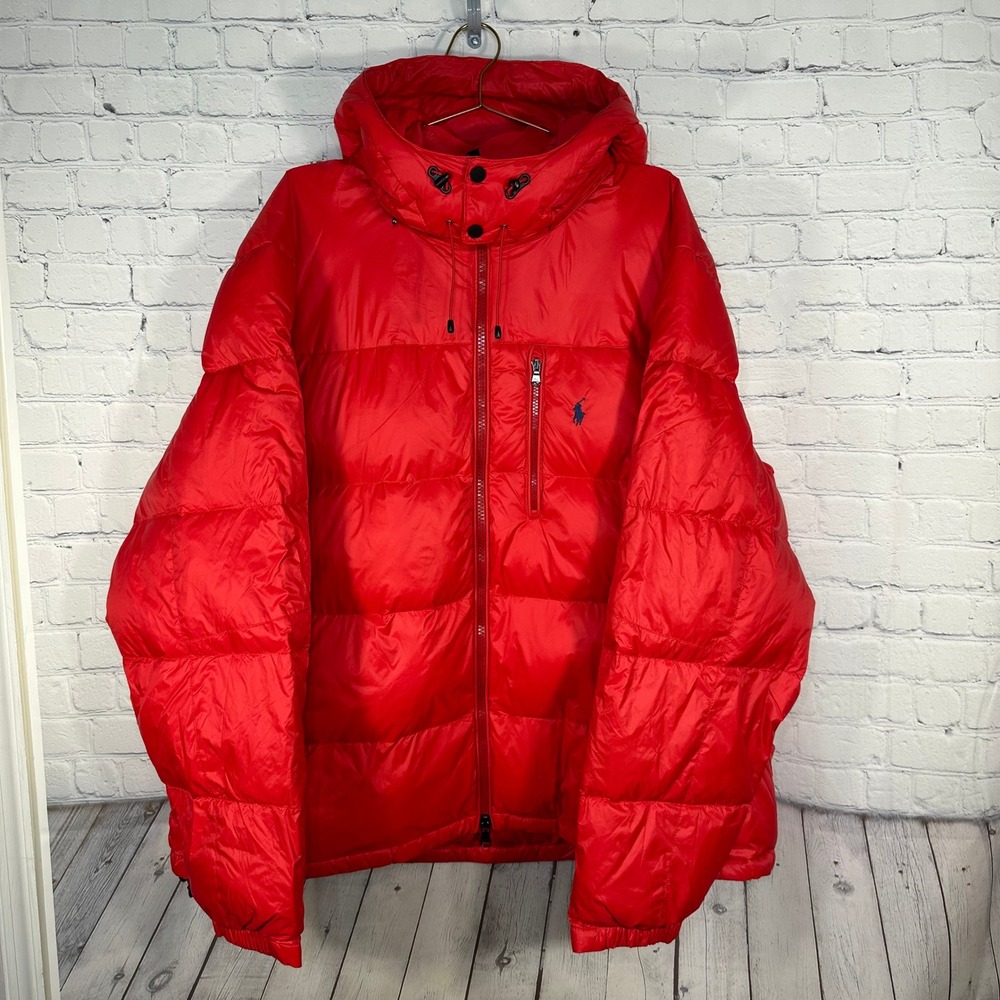 Polo Ralph Lauren Performance Red Puffer Jacket Hooded Mens 3XB Big & Tall